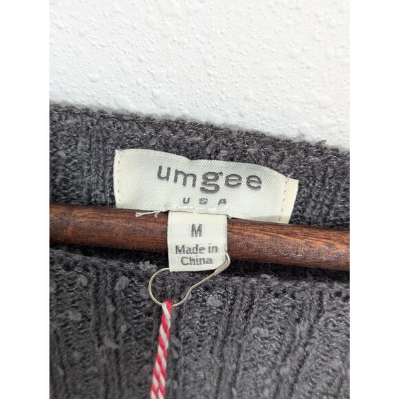 Umgee Wide Sleeve Knit Sweater Gray Size M NWT - Picture 4 of 7